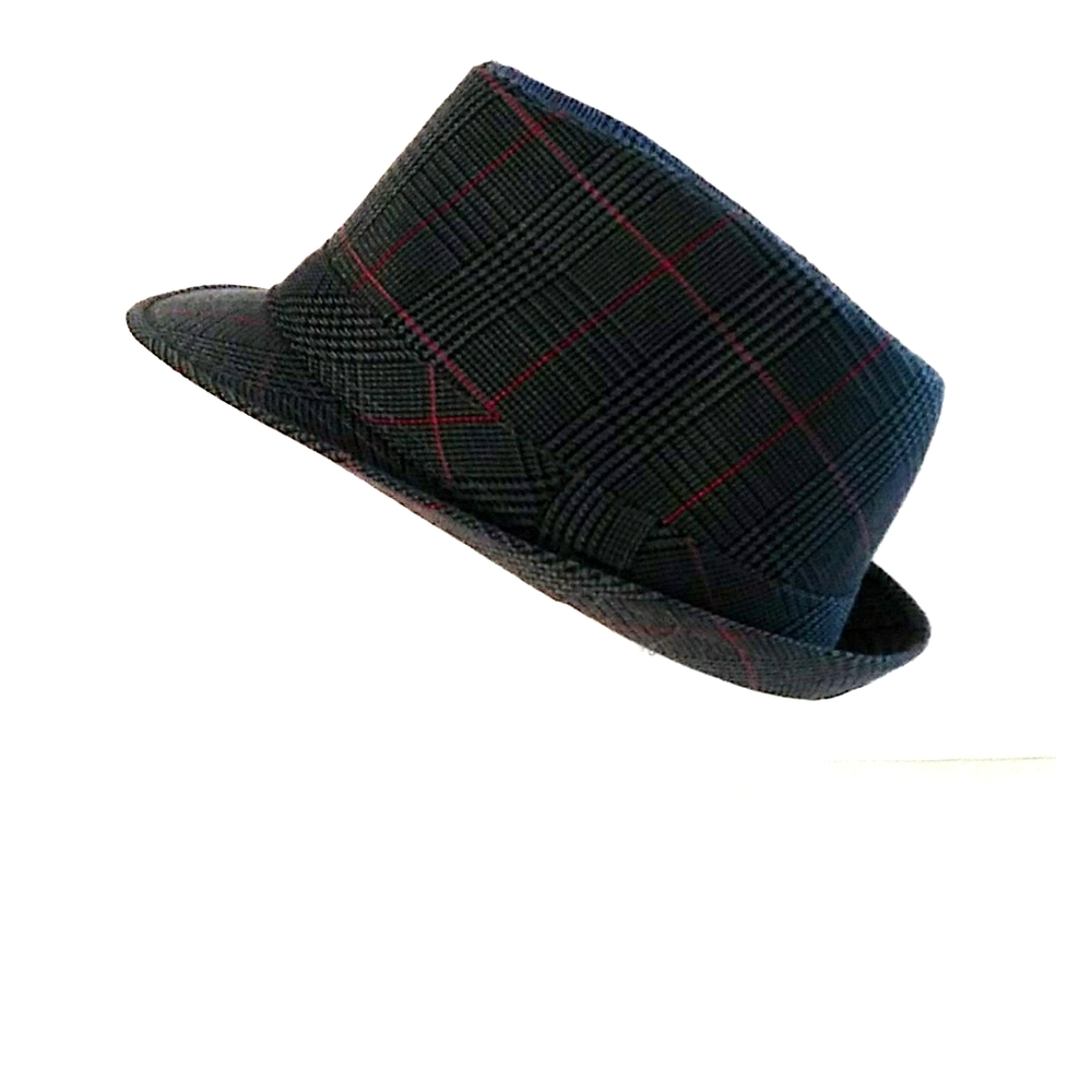 New Gray Red And Black Plaid Fedora